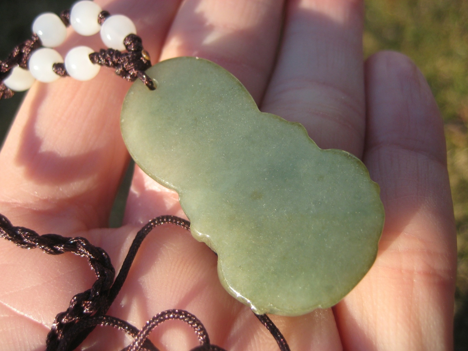 Jadeite Jade Kuan Yin Pendant Necklace Amulet Myanmar A2859