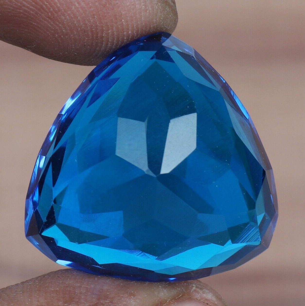 AAA+ Large Blue Topaz 72.25 Ct. Trillion Cut Faceted Loose Gemstone @Gifts Women
