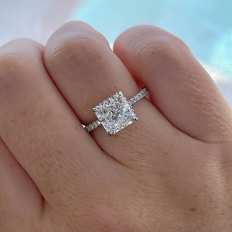 Perfect Proposal Gift Princess Cut Lab Grown Diamond Ring In 14K White Gold