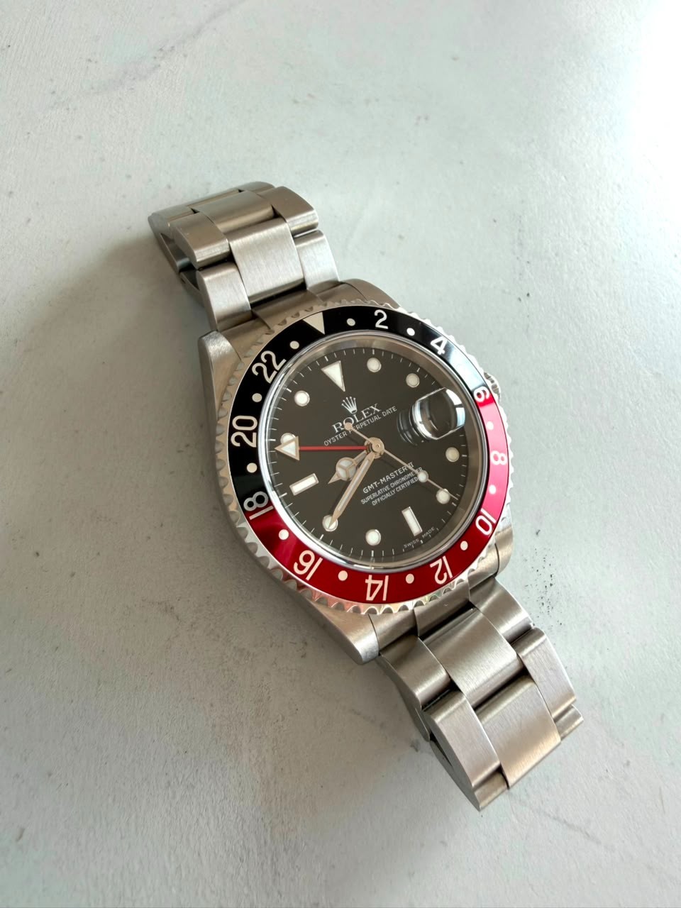 Mint Rolex GMT-Master II 16710 40 mm Steel Coke Bezel Black Red Automatic Watch