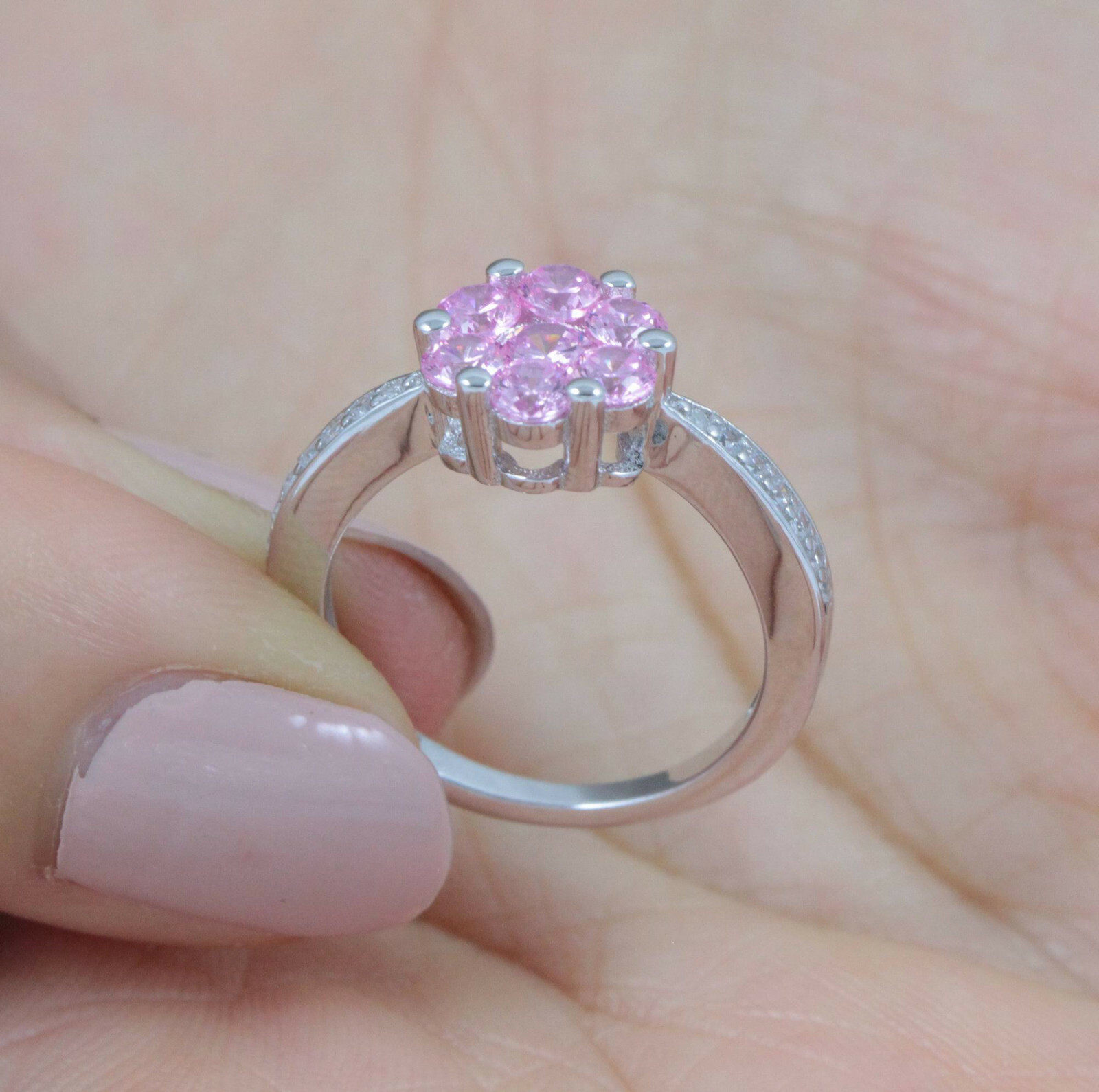 Pink Sapphire 925 Sterling Silver CZ Engagement Ring Wedding Band Sz 3-15 SR5156