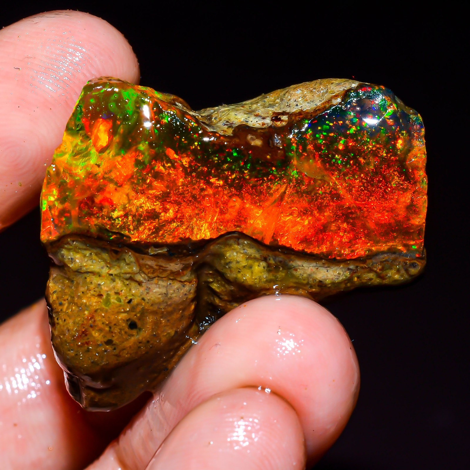 47 Ct Natural Ethiopian Opal Raw Gemstone, Green Fire Opal Gemstone Rough L467