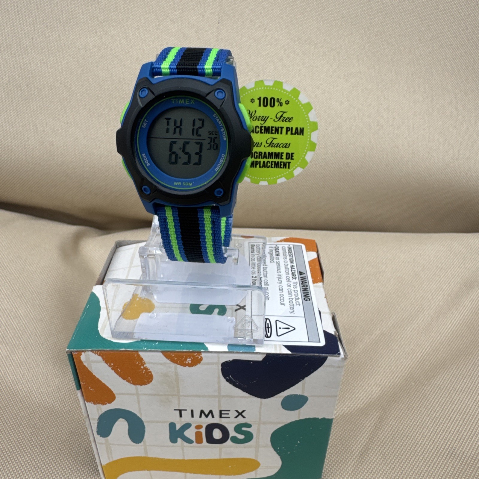 Timex TW7C26000, Timex Kid’s Digital Watch, Nylon Strap, Indiglo, Alarm, Date