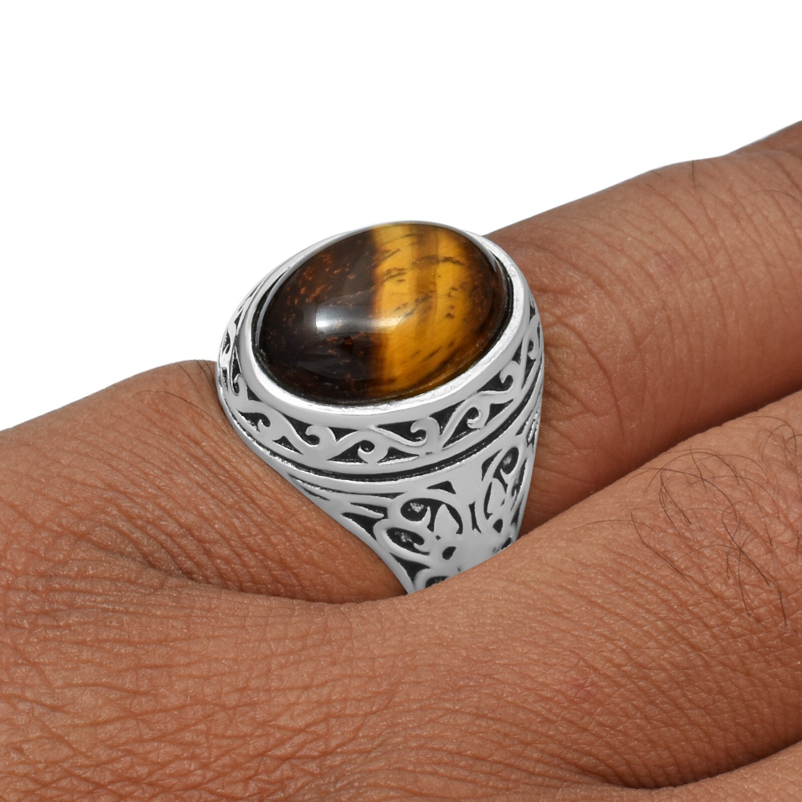 Tiger Eye Gemstone Ethnic Handmade Ottoman Arabic Style Ring All Size Available
