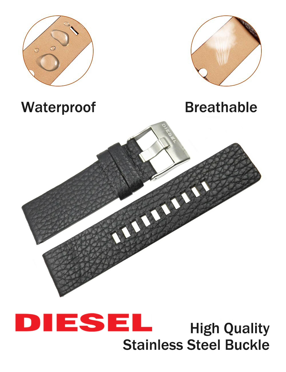 Original DIESEL Watch Strap / Band DARK BROWN 26mm DZ4280 DZ4281 DZ1206 DZ4290