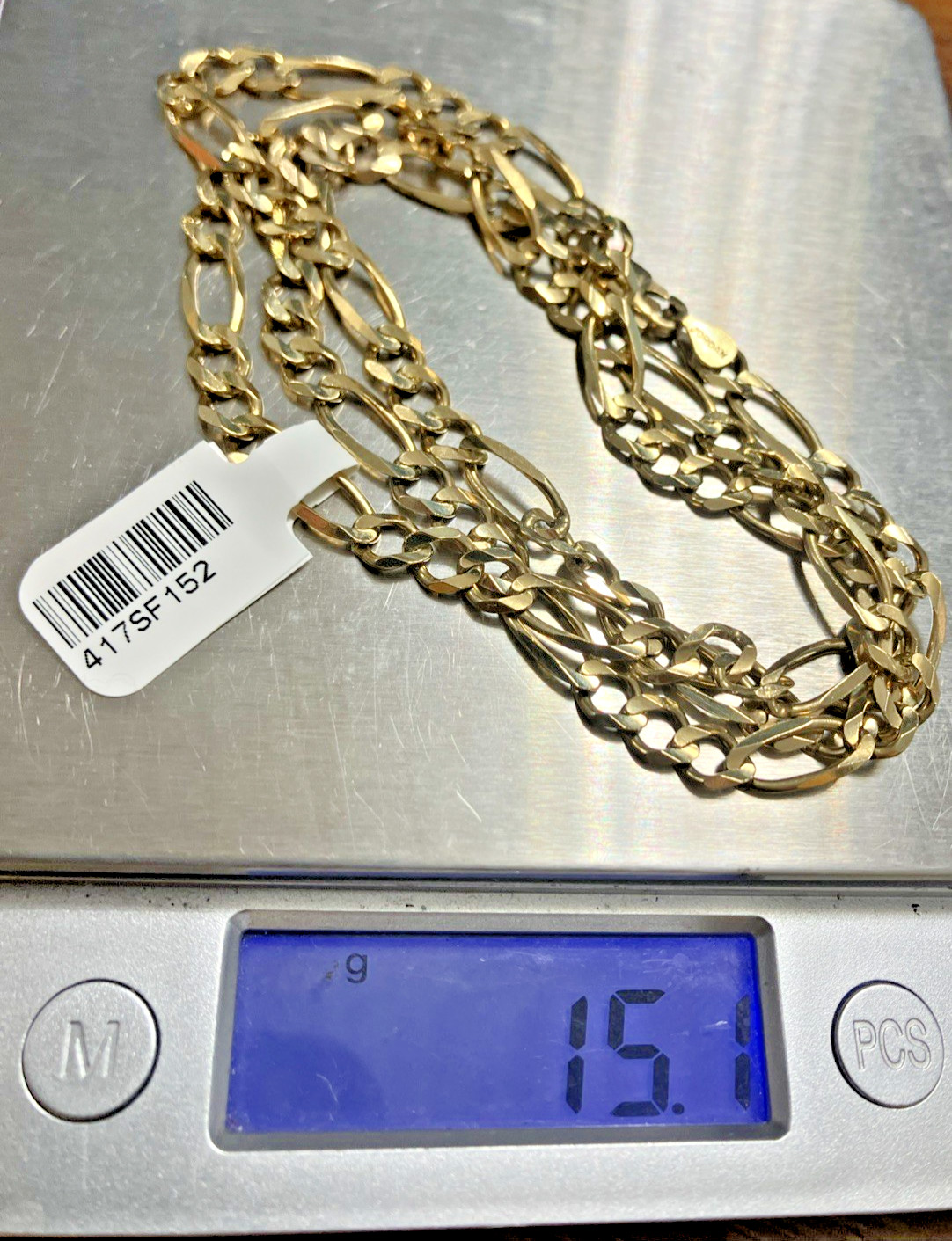 10kt Real Solid Gold Figaro Link Chain 15.2Grams 5.4mm 22” RCI Brand NWT 10K