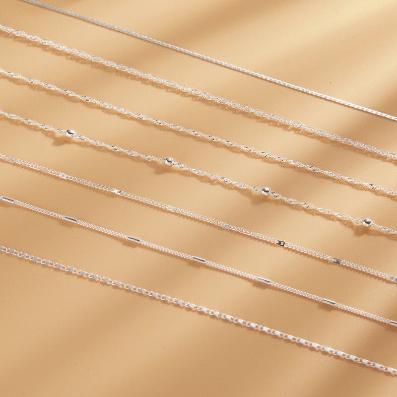 1pc 925 Silver 1MM Box Chain Necklace For Pendant Women Men Jewelry Wholesale