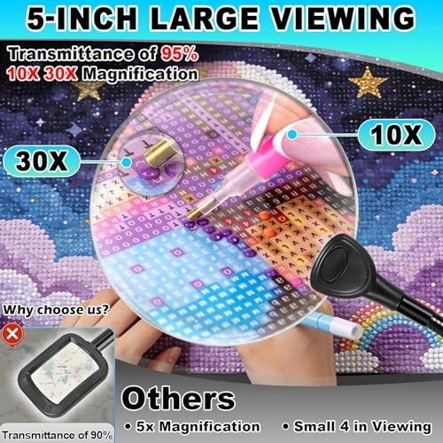 Floor Magnifying Glass with Light 10X 30X 98 LED Adjustable Gooseneck Stand USB