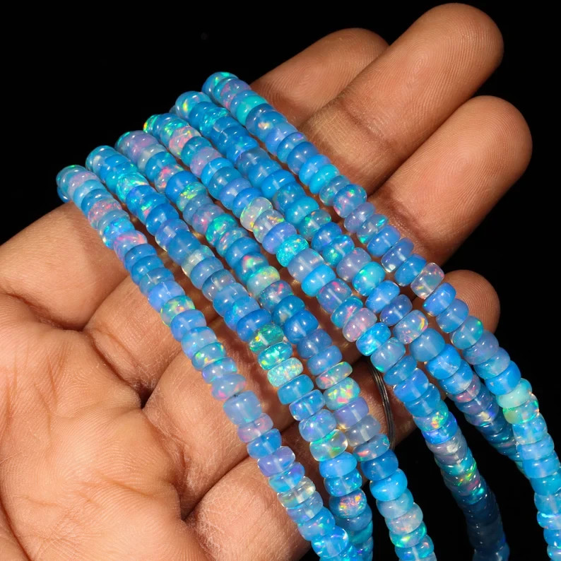 AAA Ethiopian Opal Beads: Lavender Rondelle, Welo Opal (3.5-5mm) 8”