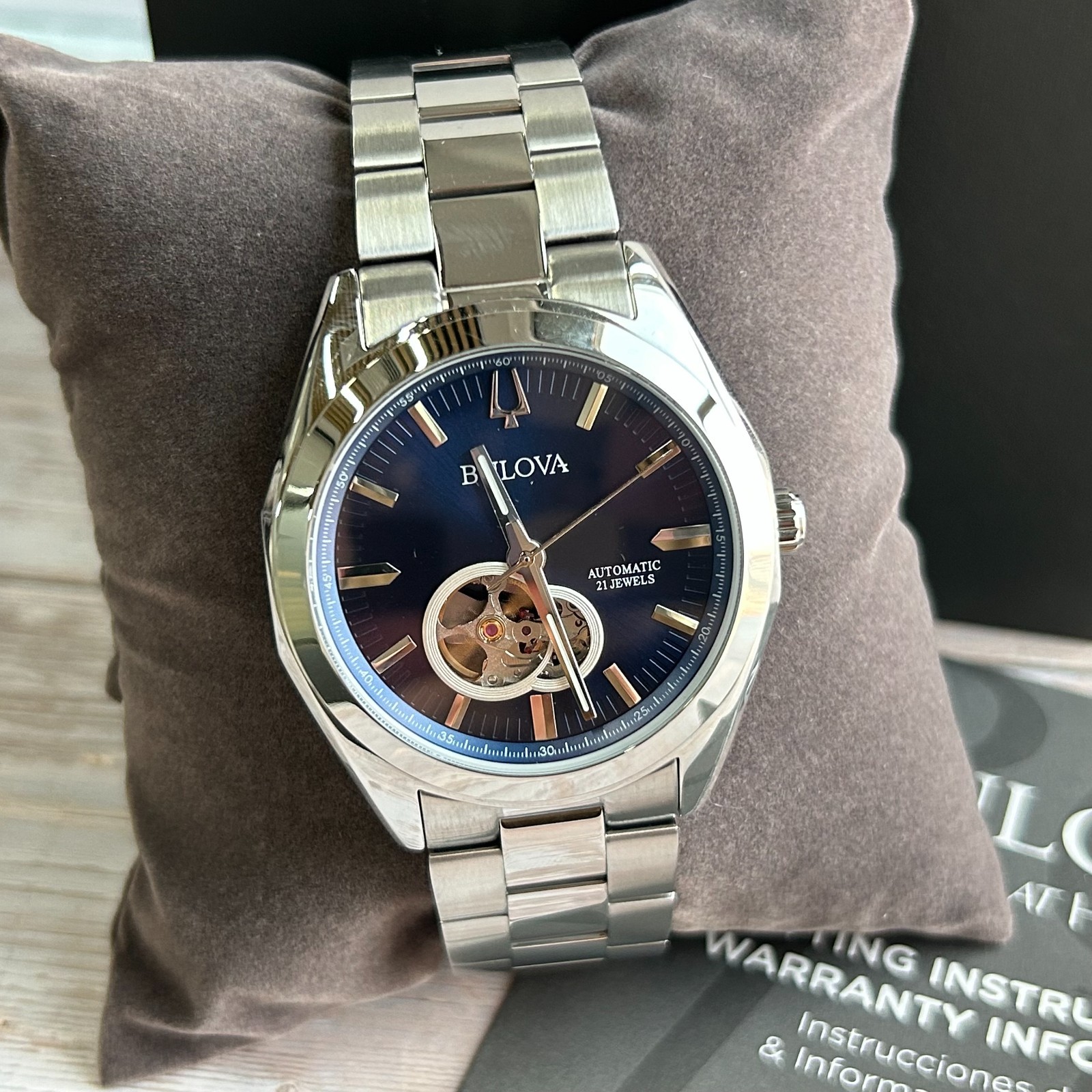 Bulova Surveyor 96A275 Blue Dial Automatic Stainless Steel Men’s Watch New 42mm