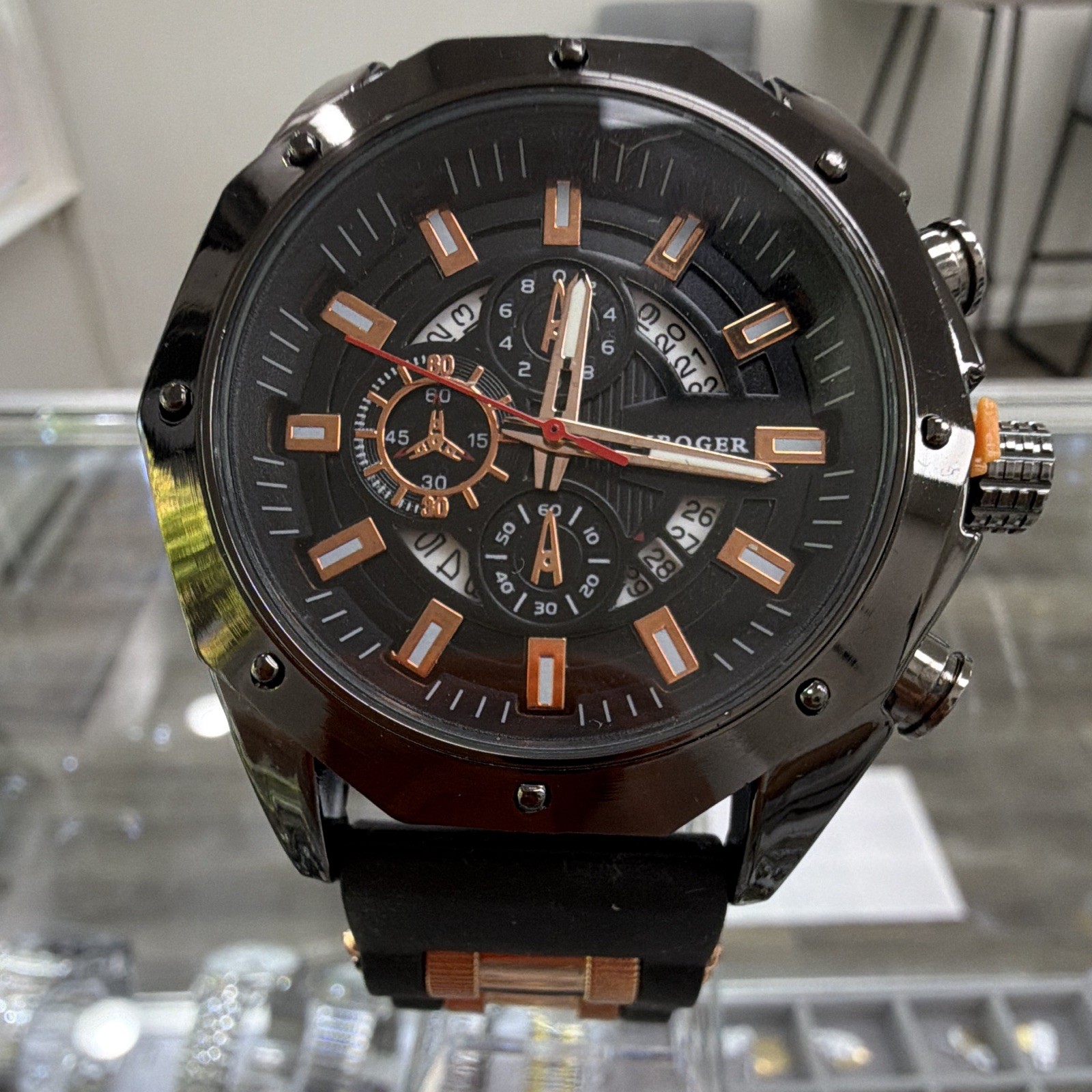 LIBOGER Men’s Quartz Analog Watch Black Dial Multi-Dial Date 44-47.9mm