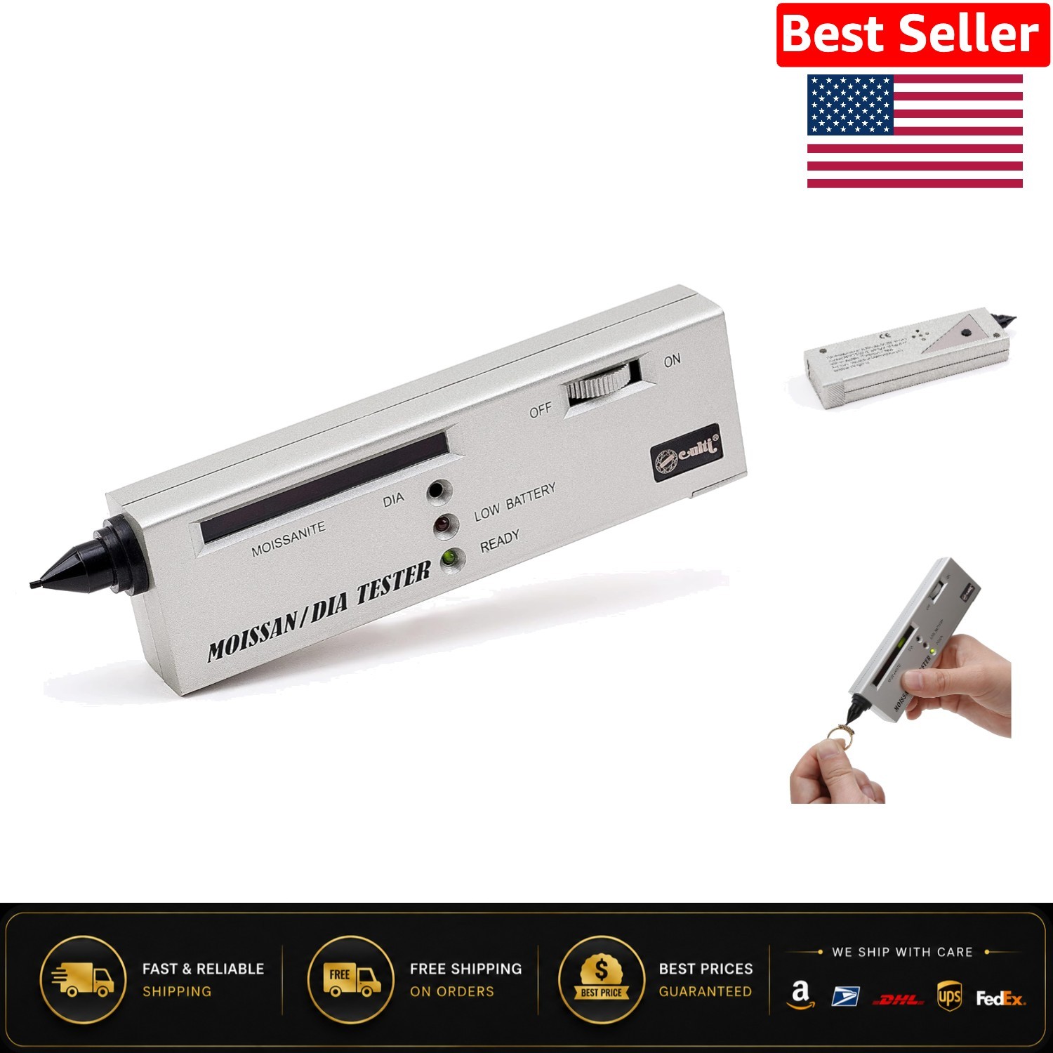 Compact Moissanite Tester for Gemstone Lovers – Low Battery Alarm Included