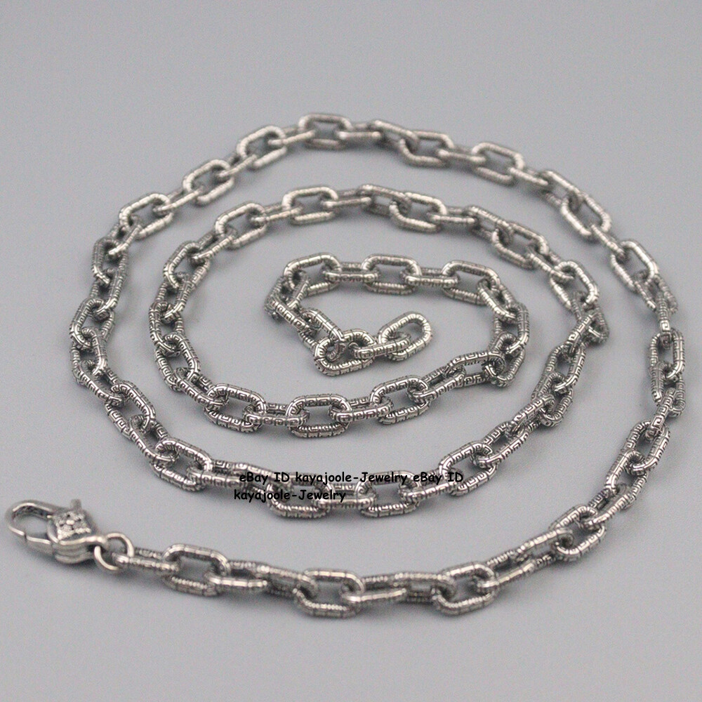 Solid 925 Sterling Silver Chain Men 5mm Square O Link Necklace 34-35g 21.6inch