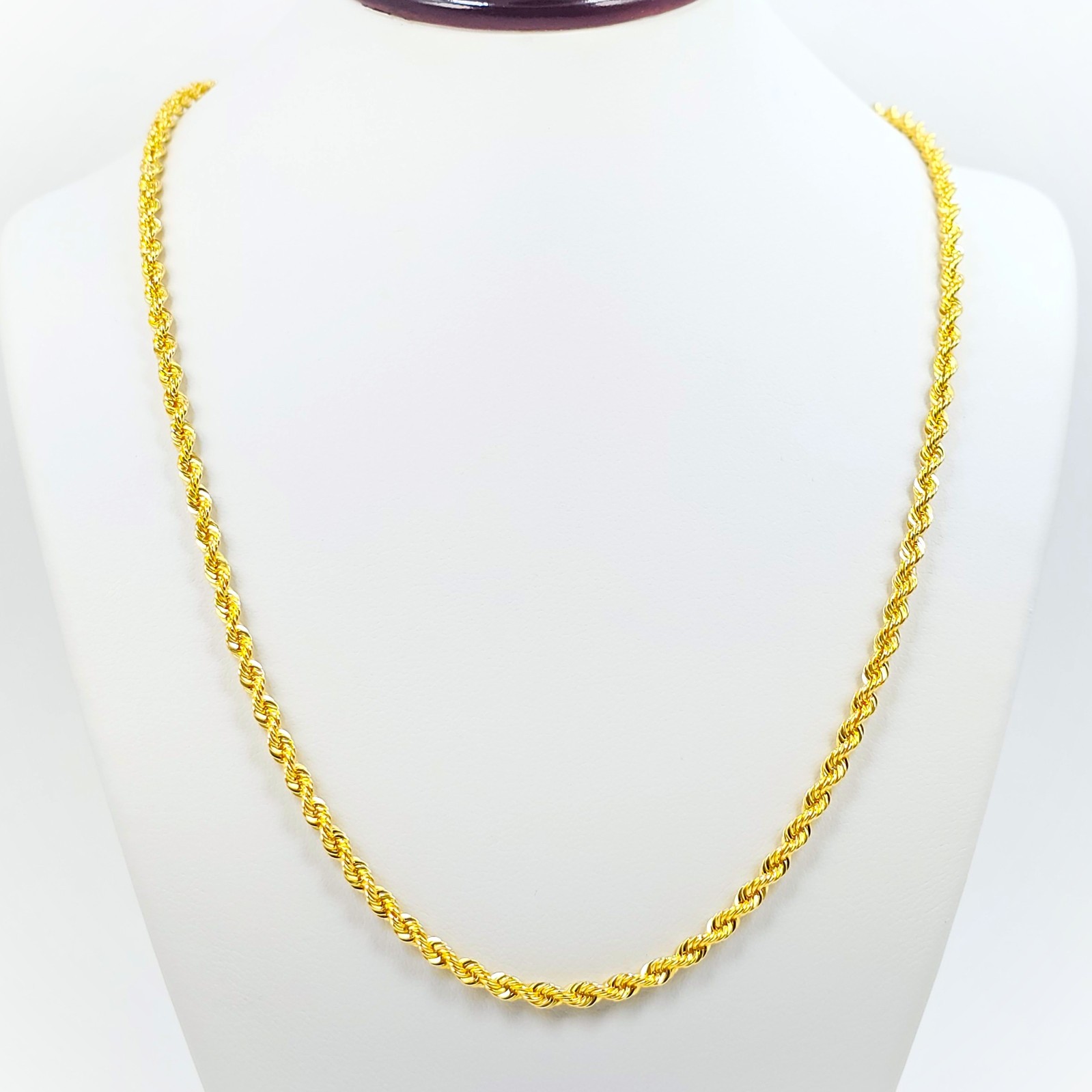22K Gold Rope Chain Necklace 20.3 inch 2.8 mm Hollow Genuine Hallmarked 916