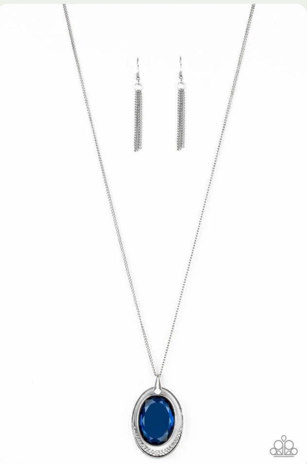 Paparazzi Metro Must-Have – Blue Gem – White Rhinestones Necklace B1
