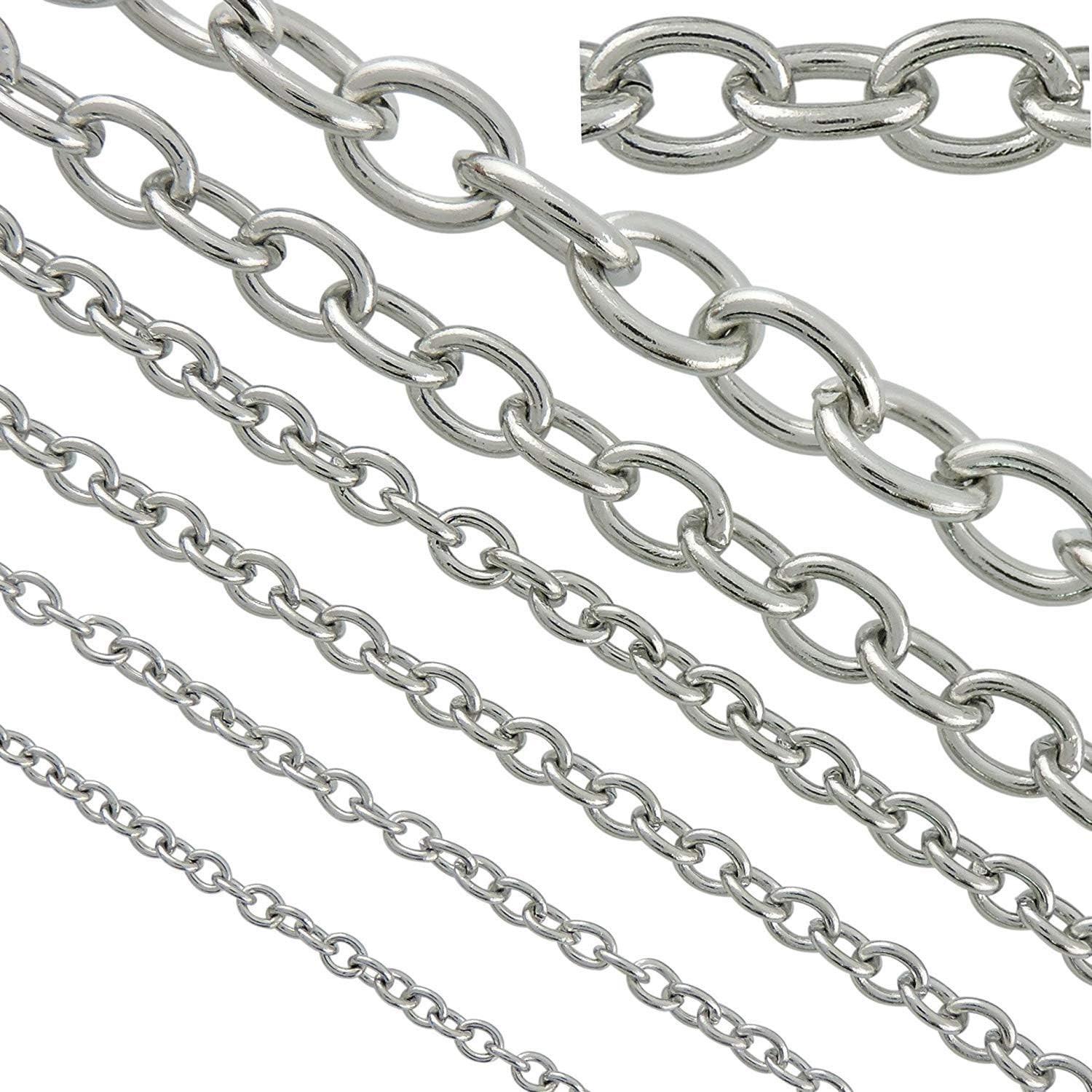 33ft 4mm Width Stainless Steel Rolo Cable Chains Findings Fit For Jewelry Making