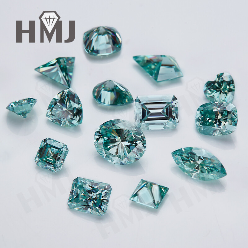 Round Aqua Blue Moissanite Loose Stone Gemstone 6 Shapes GRA Certified Jewelry