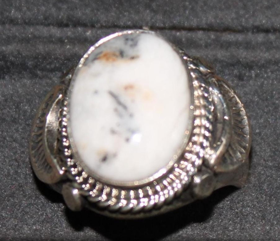 White Buffalo and Sterling Silver Ring Size varies