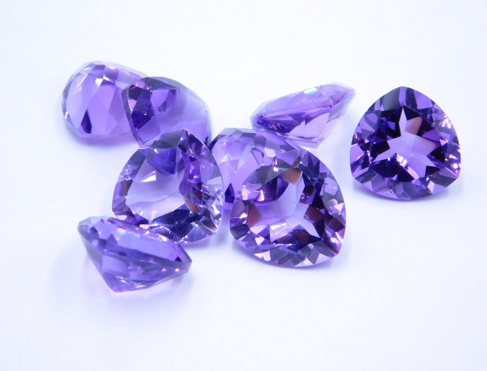 Lab Created Amethyst Trillion Cut Loose Gemstone 15 MM For Jewelry Making P-3638