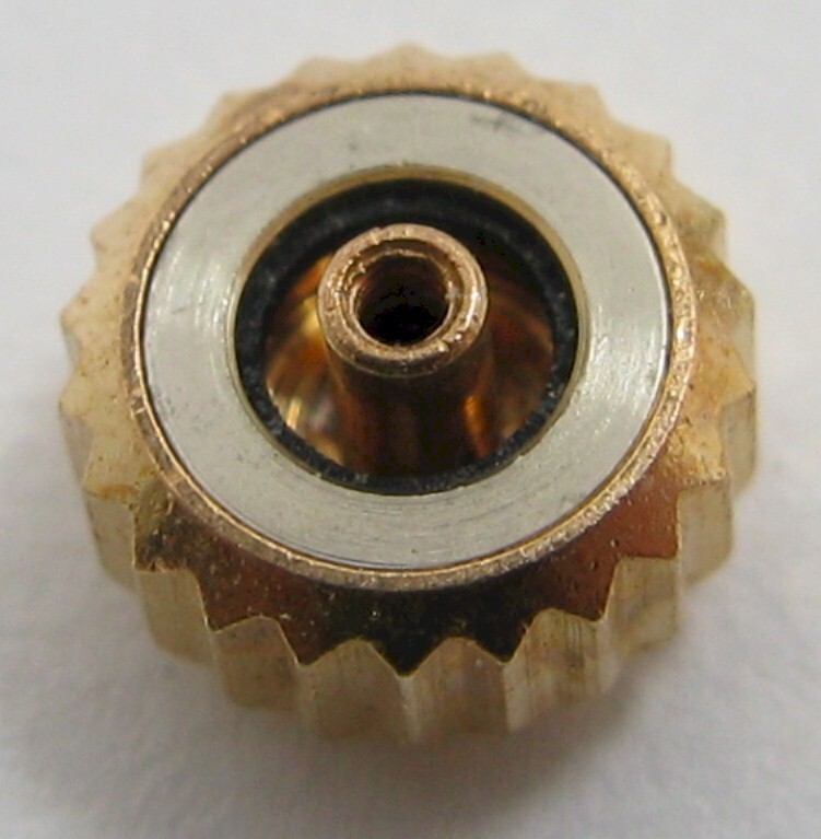 Crown for watch in rose gold plated 5.4 millimeters fit stem 0.9 mm tap 10