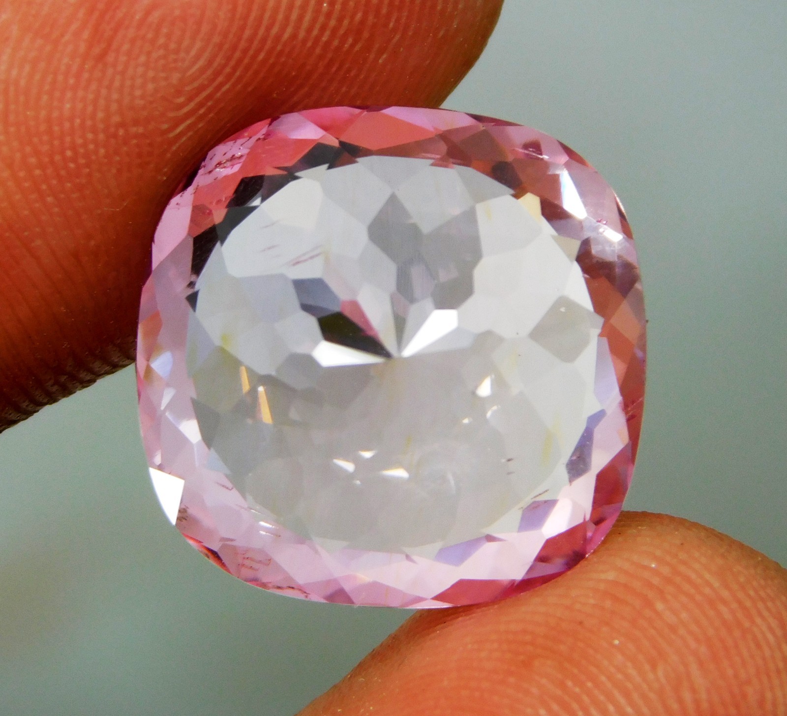16.50 Ct Certified Natural Brazilian Pink Morganite Cushion Cut Fine Gemstone