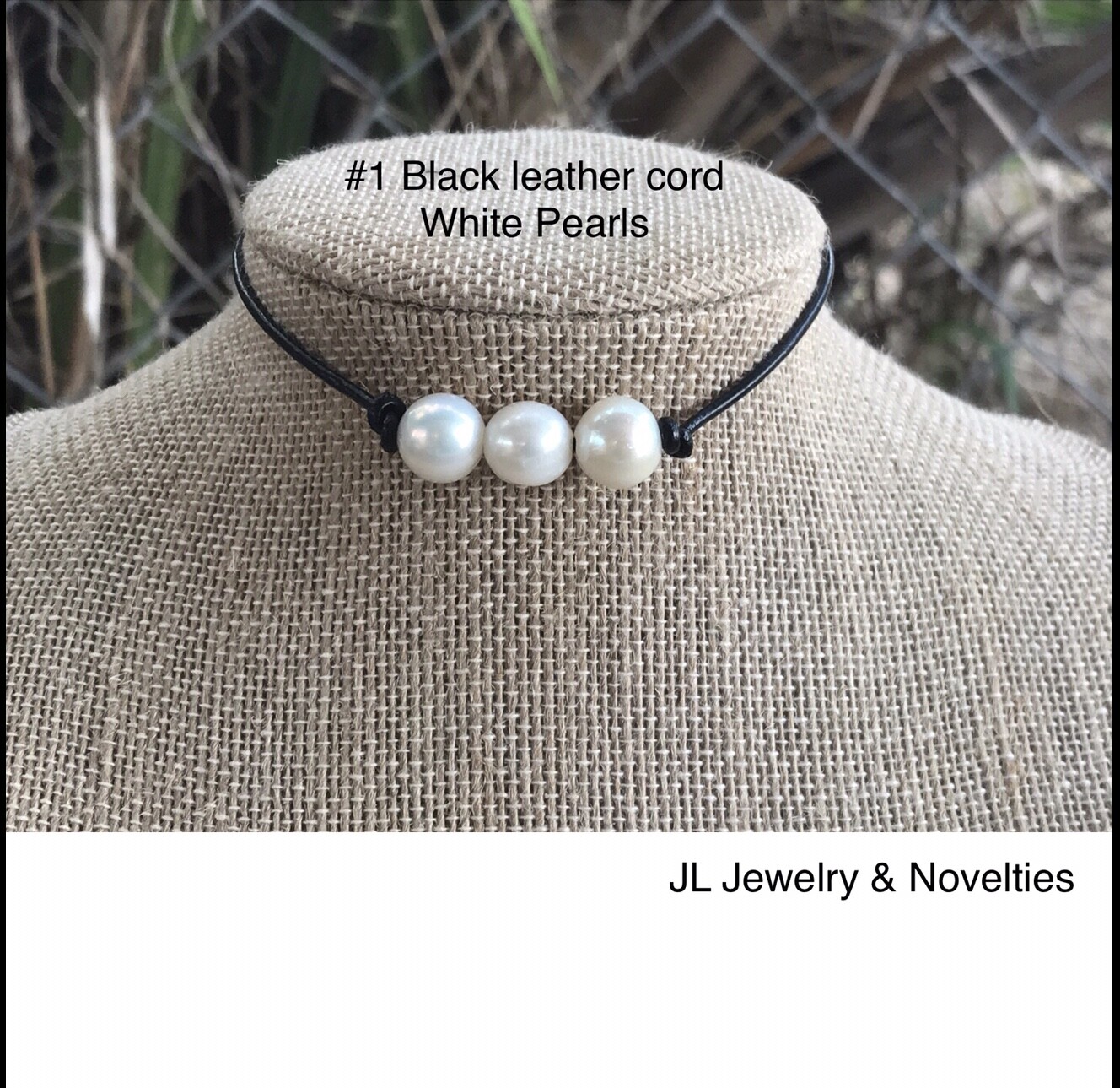 Leather Pearl Choker, Triple Pearl Leather Necklace, Free Shipping