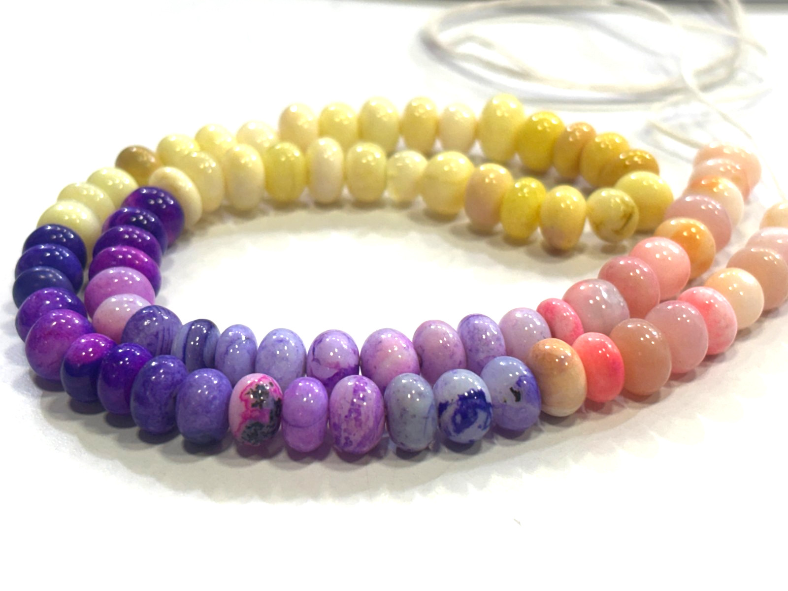 MULTI OPAL BEADS ROUNDELLE 7-8MM SMOOTH GEMSTONE 16 INCH NECKLACE
