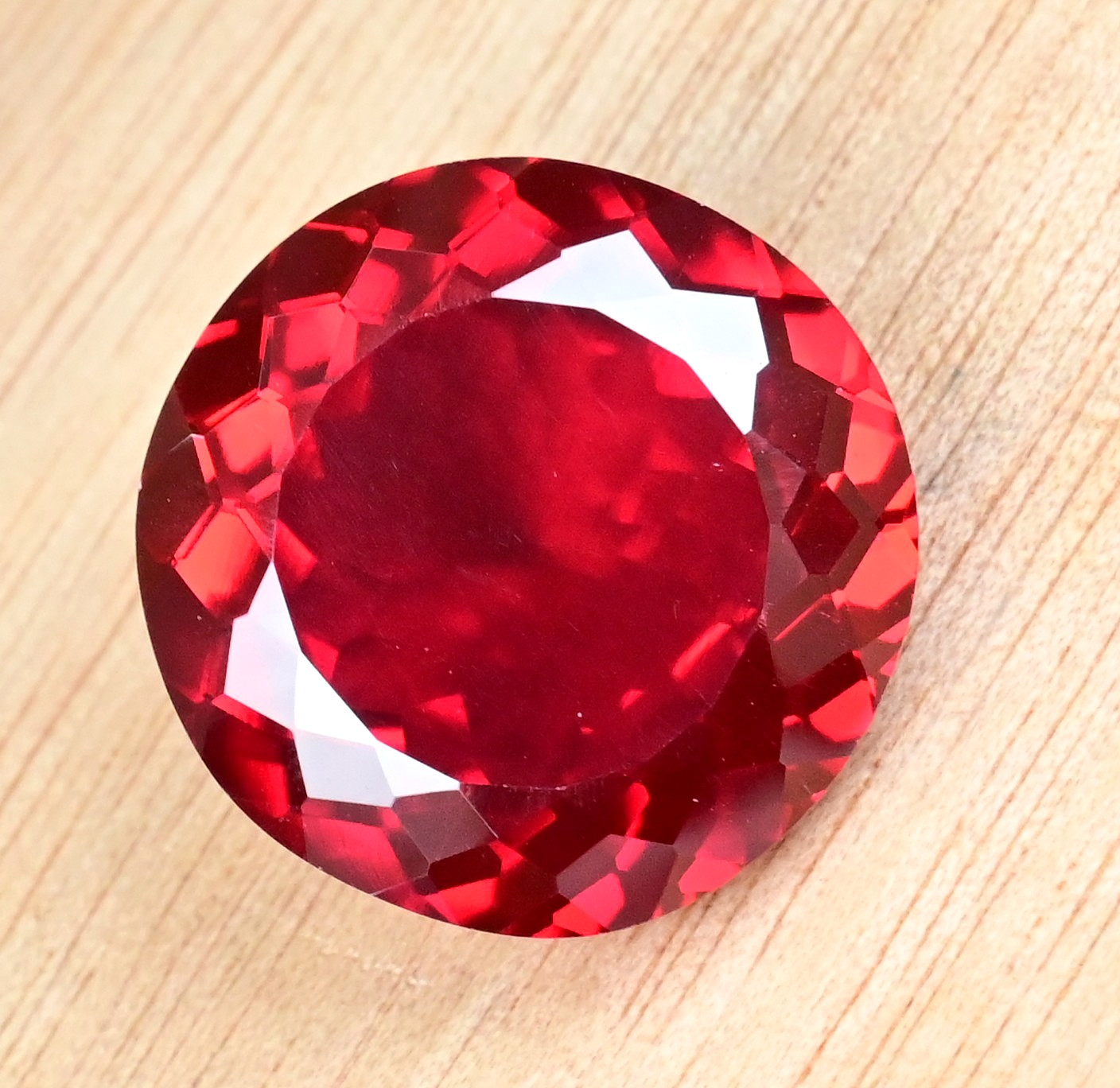 57.55 Ct Natural Mozambique Blood Red Ruby Round Certified Flawless Gemstone