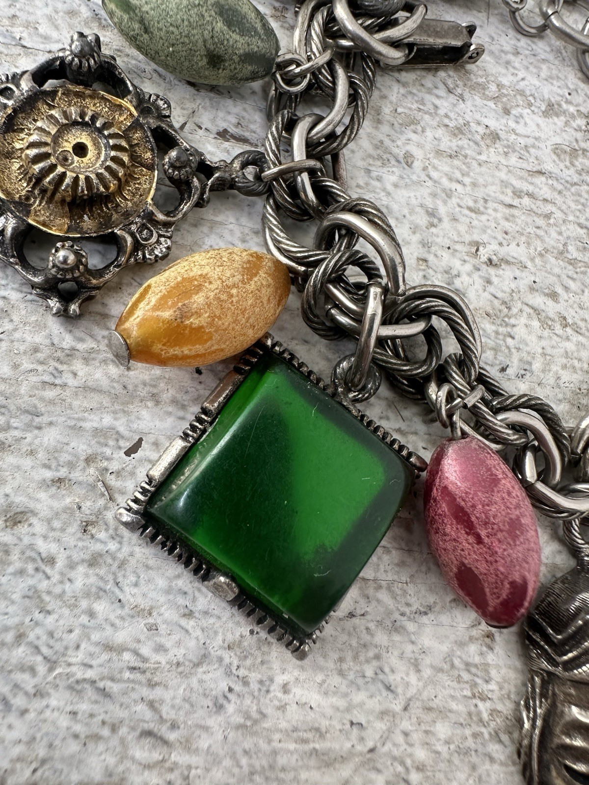 Vintage 60s Asian Inspired Face Charm Bracelet