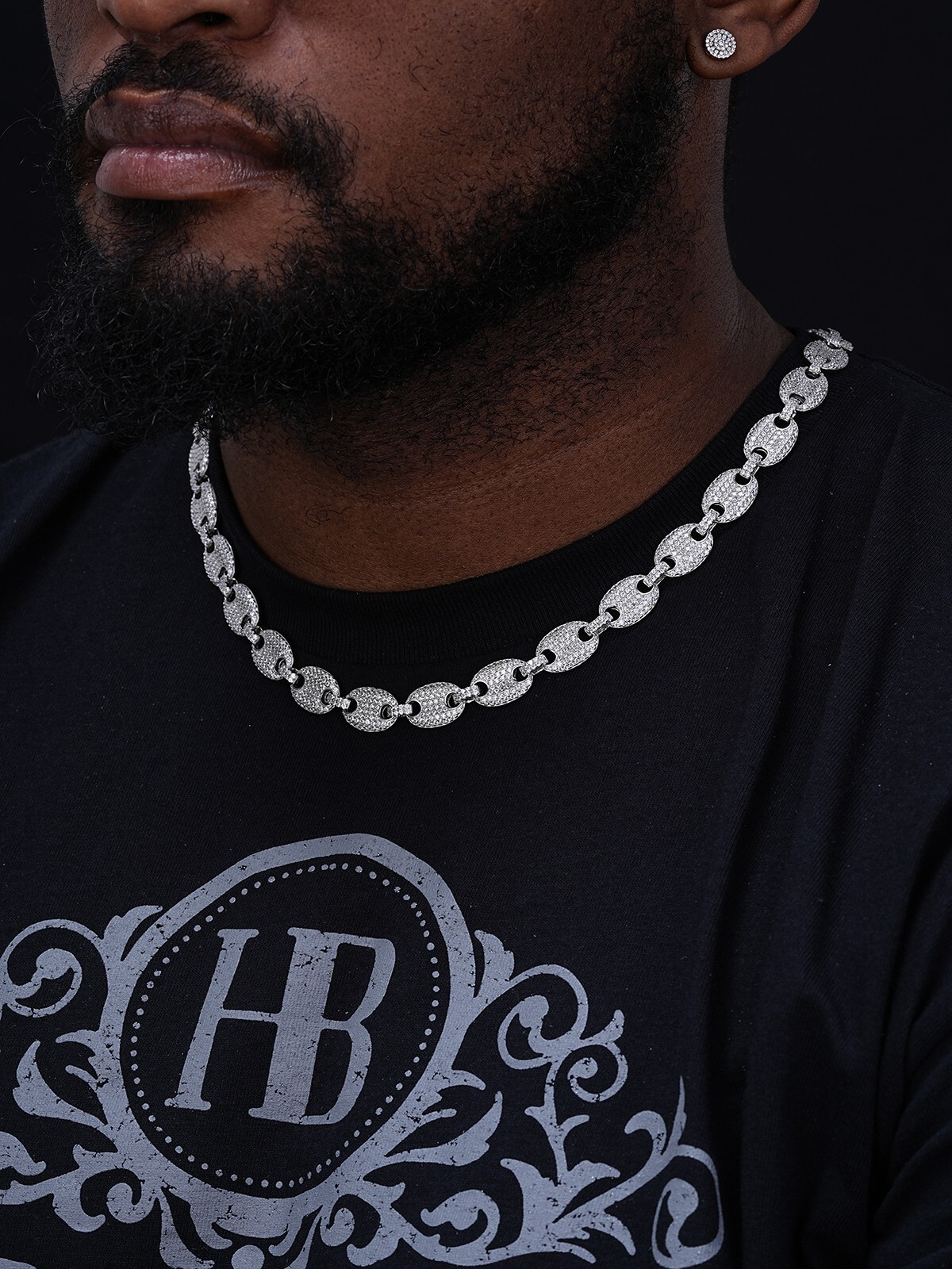 ICED Moissanite Puff Gucci Link Chain 12mm Hip Hop 925 Silver Passes Tester