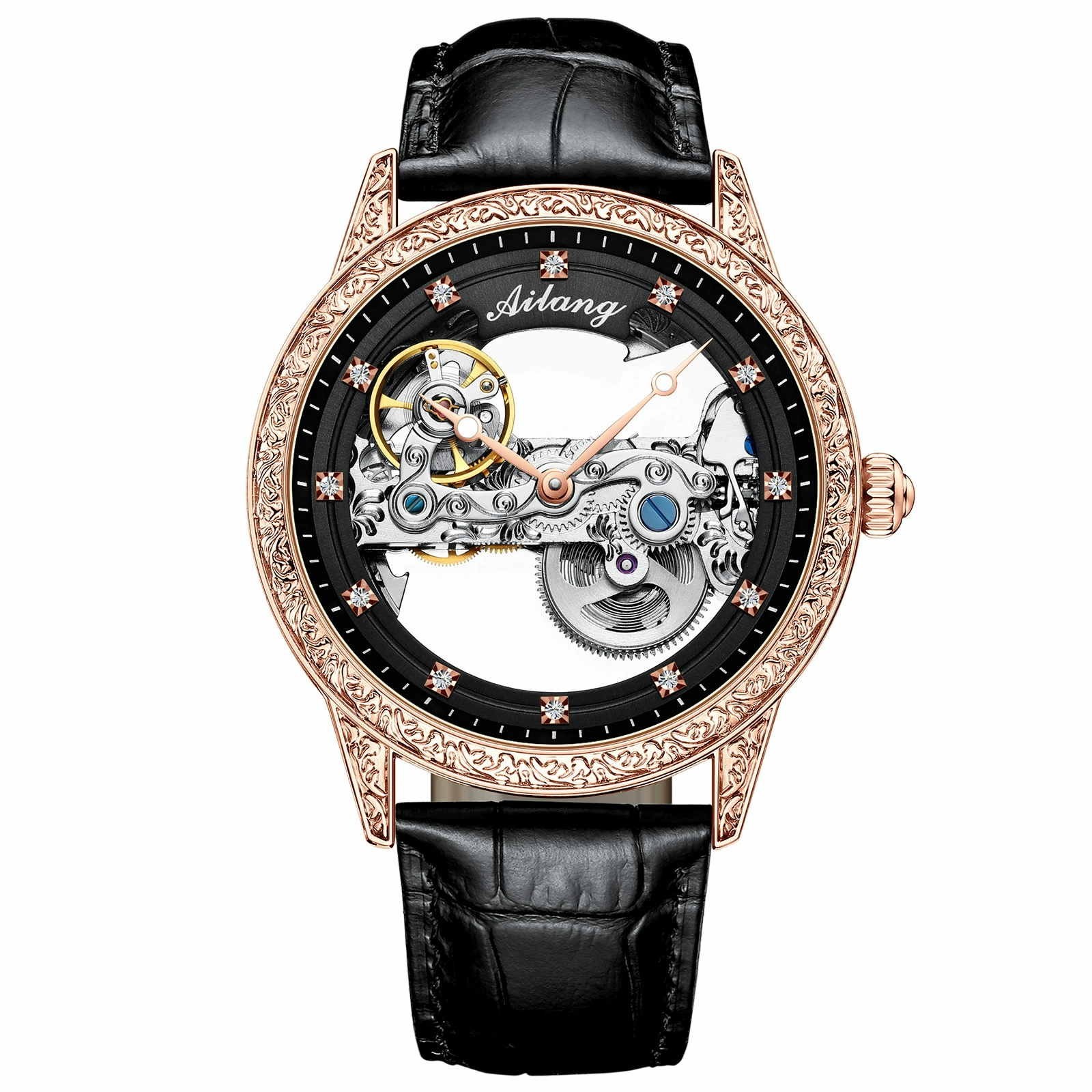 AILANG Men’s Automatic Mechanical Wristwatch Bridge Skeleton Sapphire Luminous