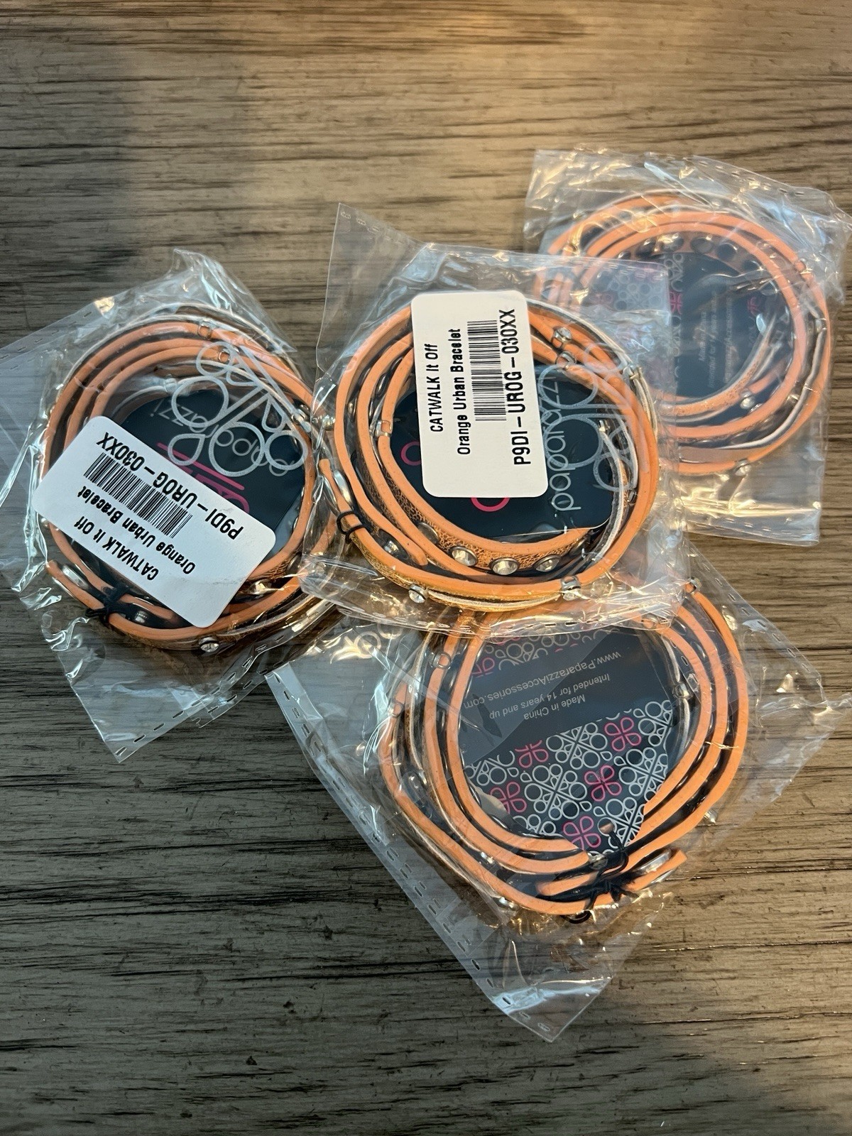 Paparazzi Catwalk It Off Orange Urban Wrap Bracelet LOT OF 4