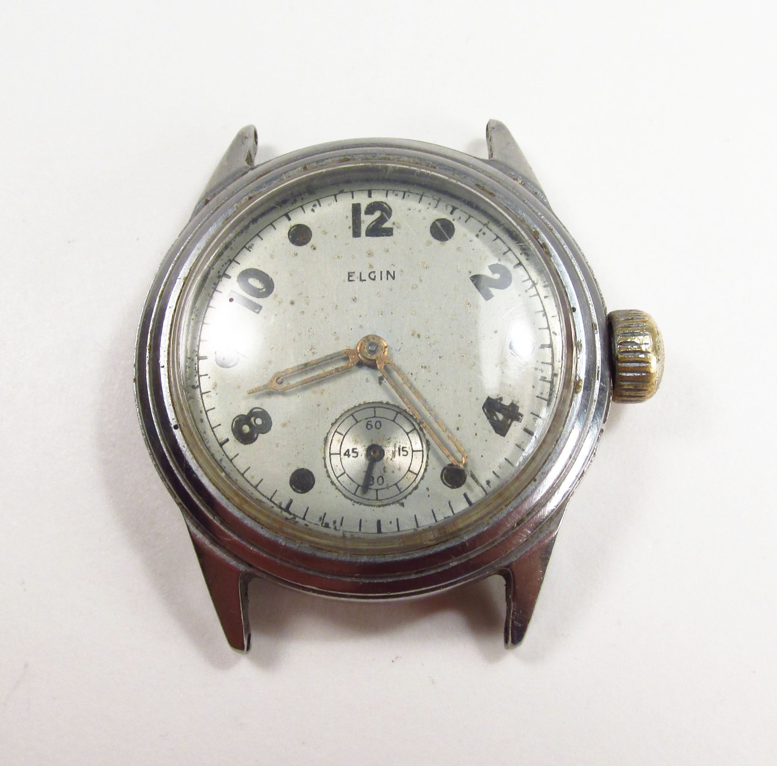 Vintage 1942 Elgin USA 15J Grade 554 WWII Military Style Mens Wrist Watch As-Is