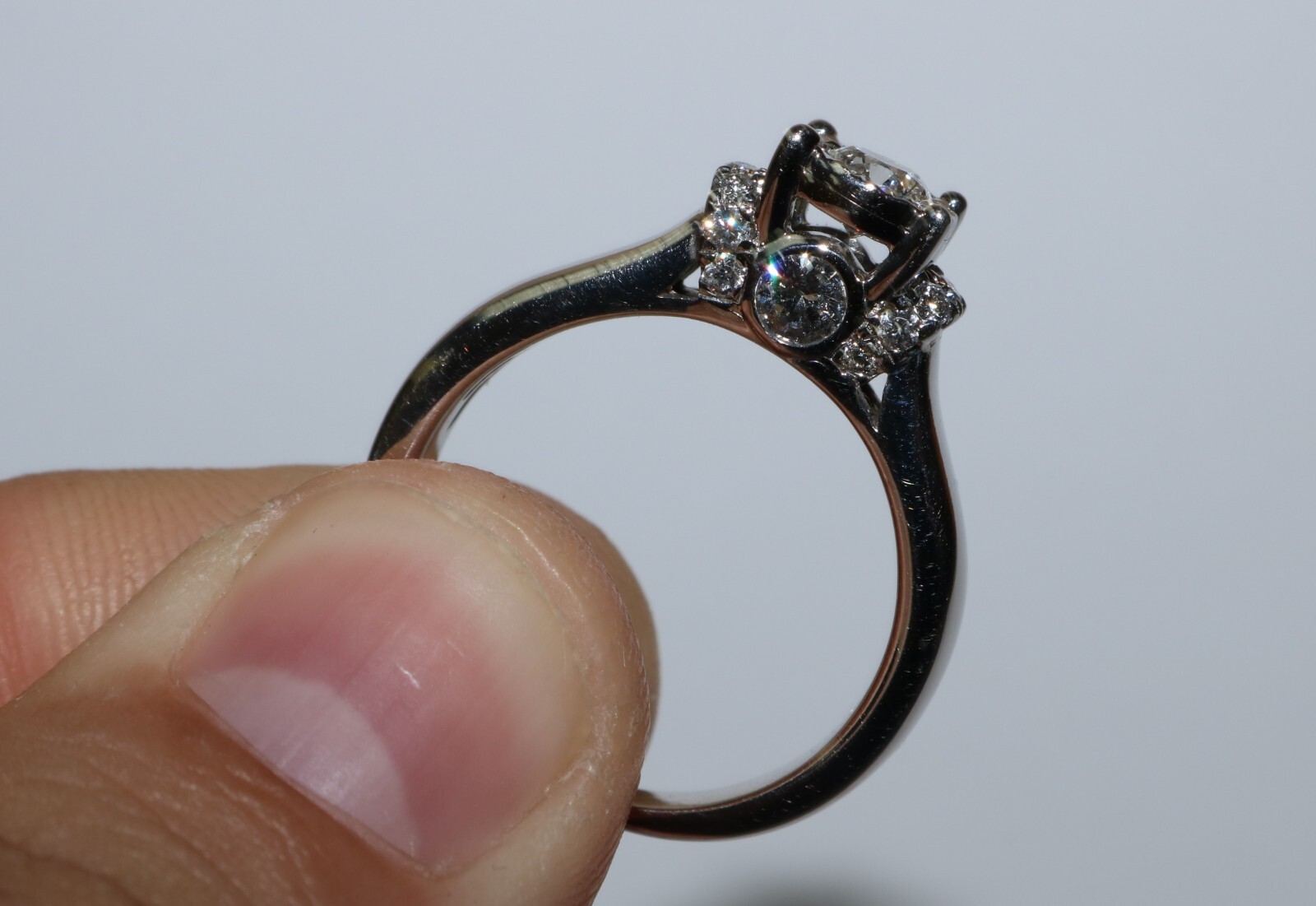 ESTATE 1.00 tcw Natural Diamond Solid 14K White Gold Custom Ring 6.2g