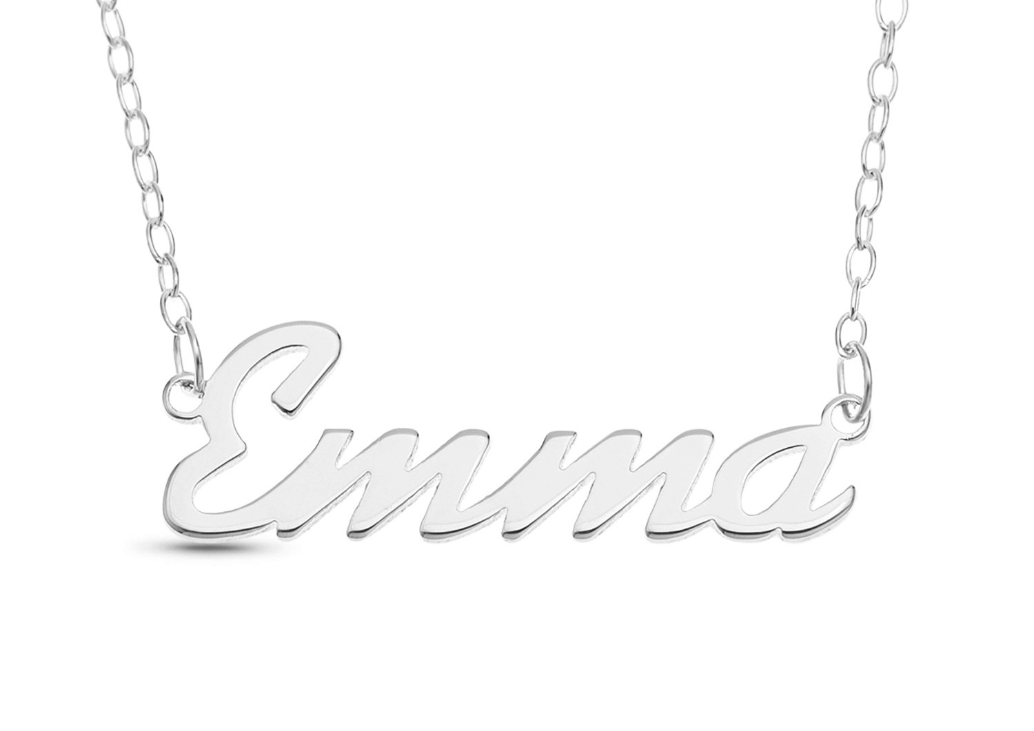 Emma Name Plate Necklace Pendent Sterling Silver female Personalized Custom gift