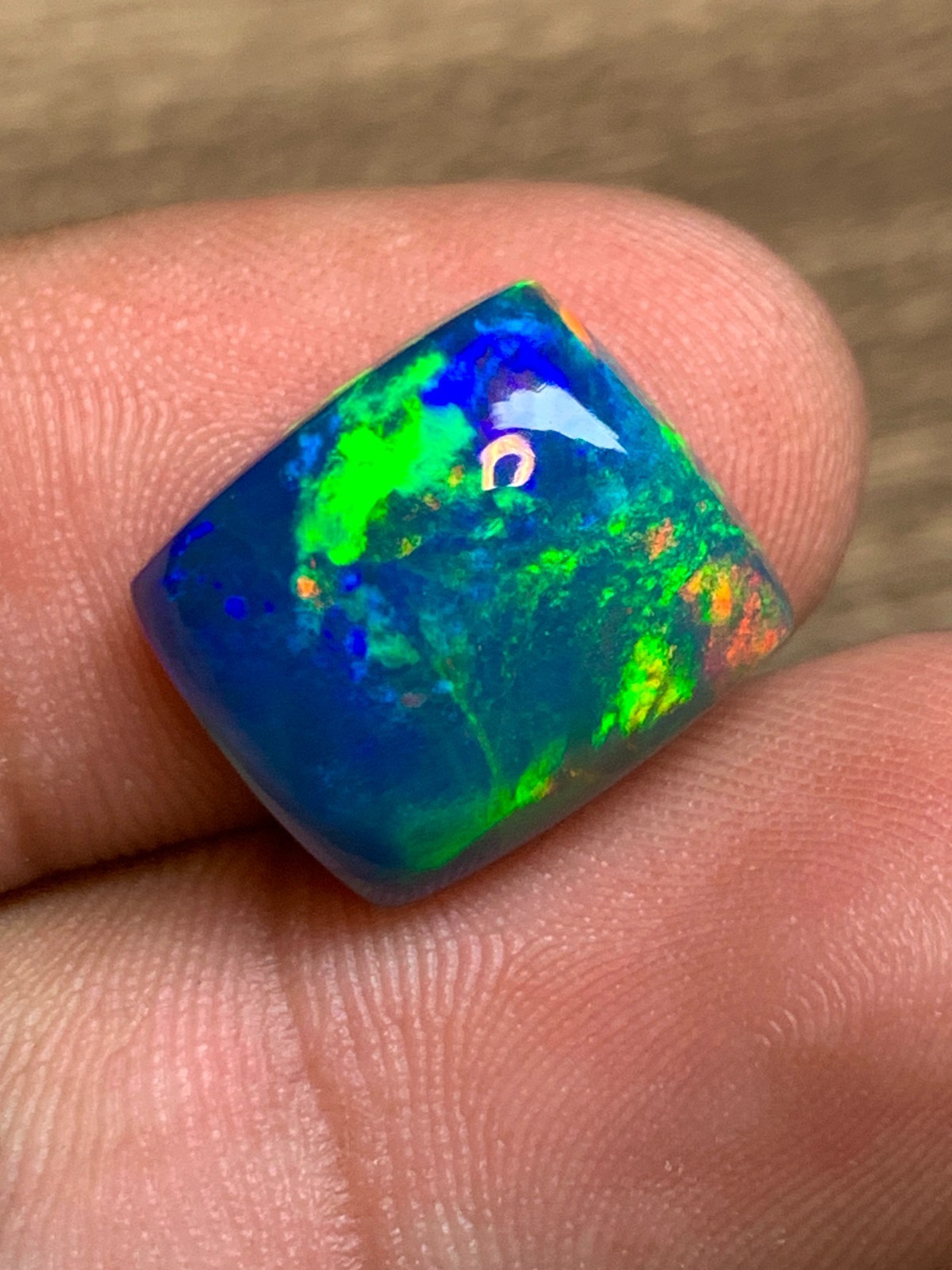 Ethiopian Black Opal 5.80crt Cushion Cabochon Rainbow Loose Gemstone for Jewelry