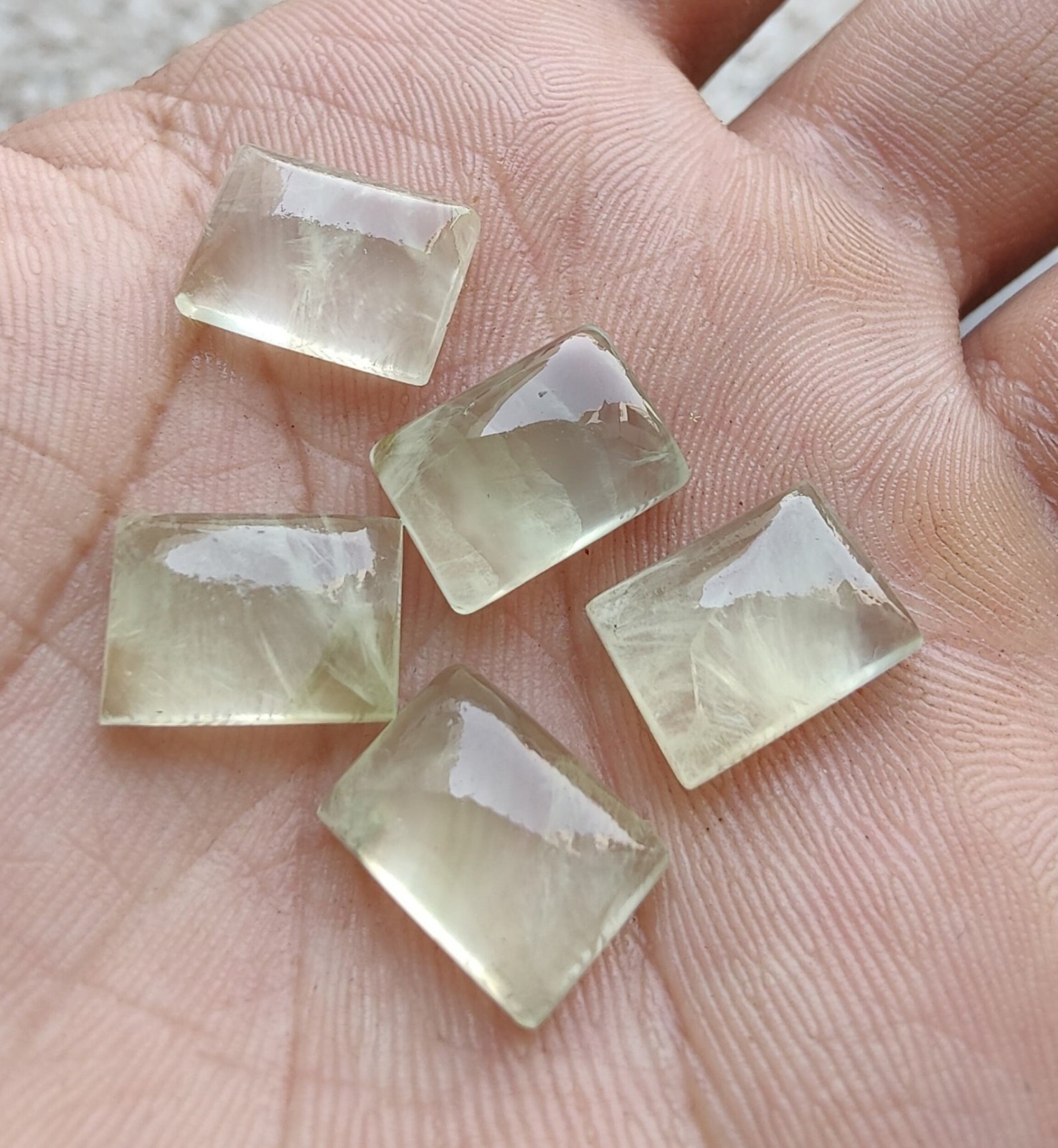 Natural Prehanite Rectangle Cabochon 6x8mm To 20x25mm Loose Gemstone