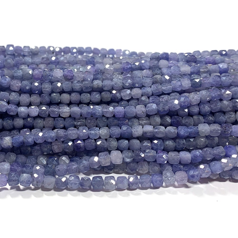 Natural Stone Genuine Blue Purple Tanzanite Irregular Cube Faceted Loose Beads