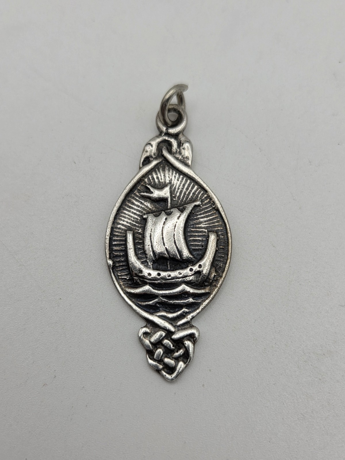 925 Vintage Sterling Silver Viking Ship Charm Or Pendant