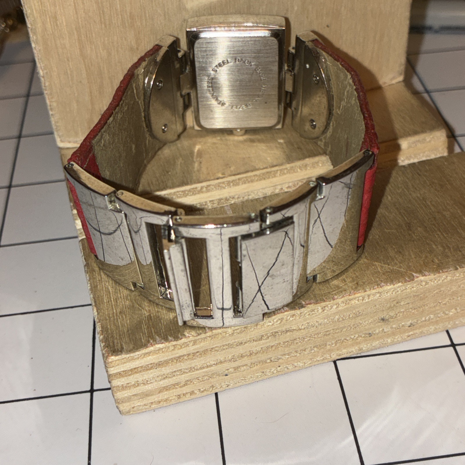 Vintage JJ Brand Square Quartz Red Leather Strap