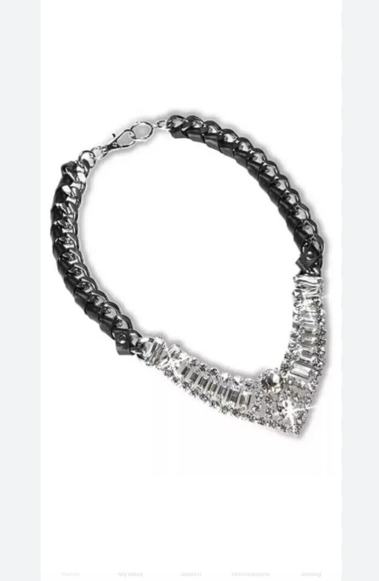 Cabi New NIP Stage Necklace #4270 Leather w rhinestone Gorgeous! Was $90