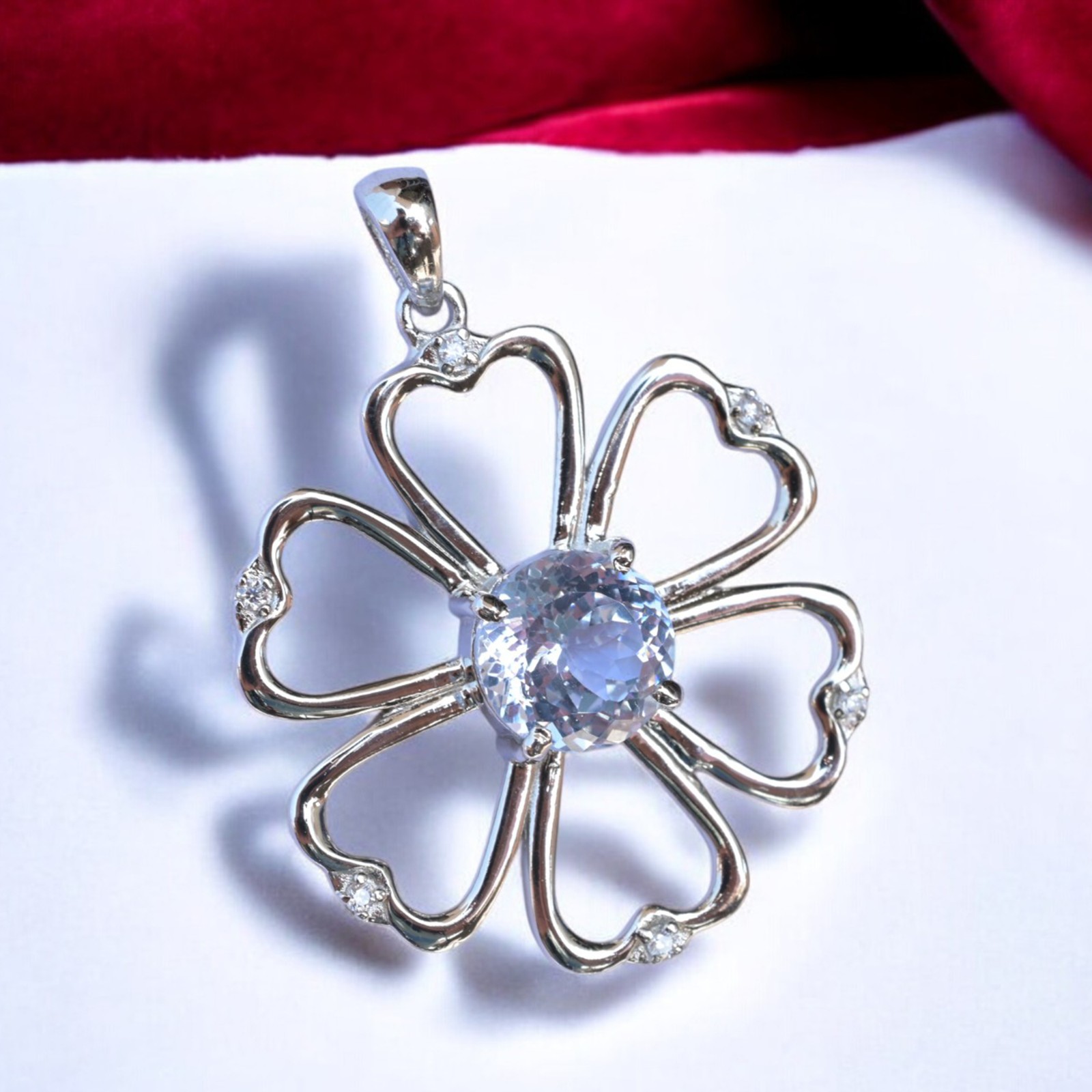 Certified Jeremejevite 35+ Ct Flower Pendant Rare Gemstone in 925 Silver MG005