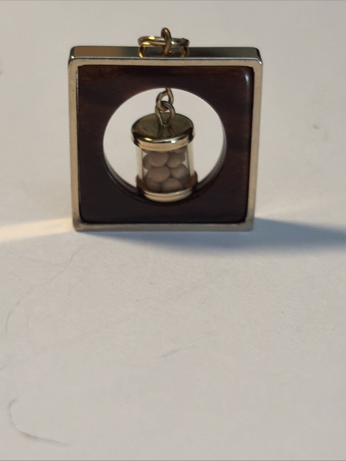 Vintage Rare Mustard Seed Faith Pendant Charm-capsule Dangles In Square