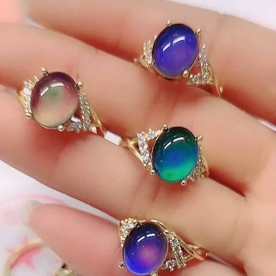 Bulk Lot 25pc Gold Plated Mood Rings Women Open Charm Change Color Gift Jewelry
