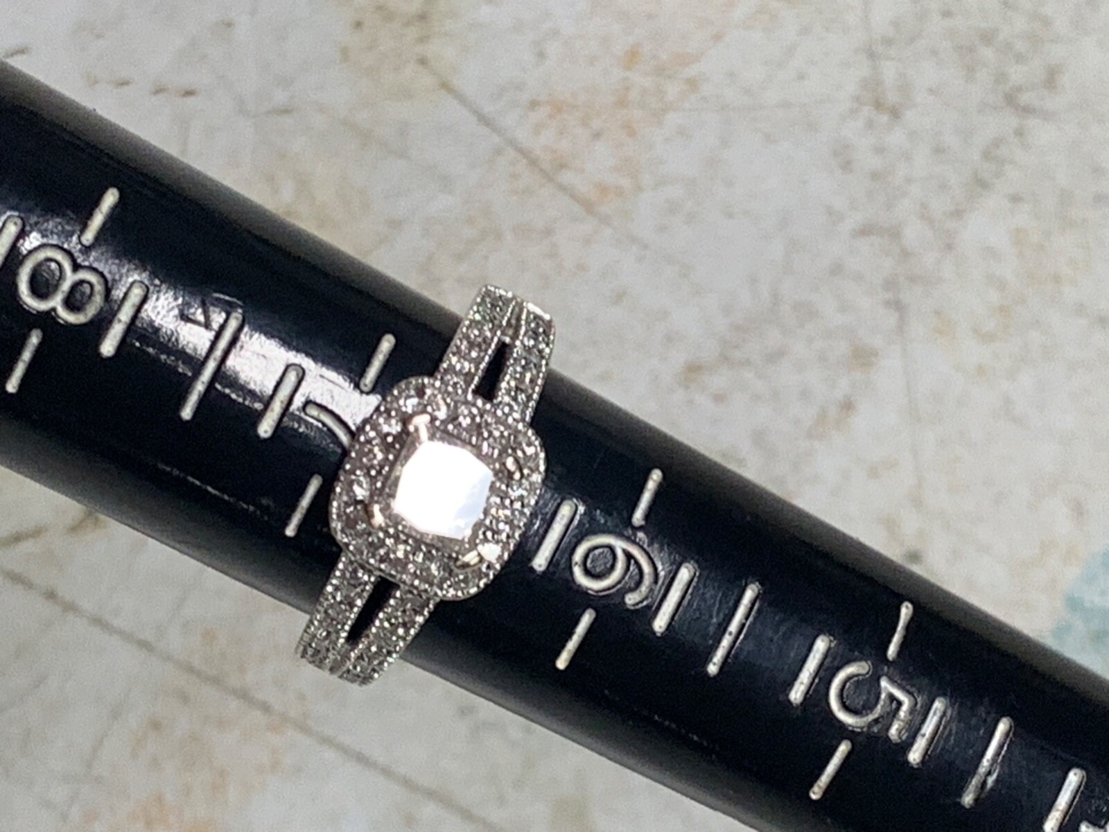 Zales 0.82ct Princess Diamond Engagement Ring 14k White Gold Size 6.5 (read)