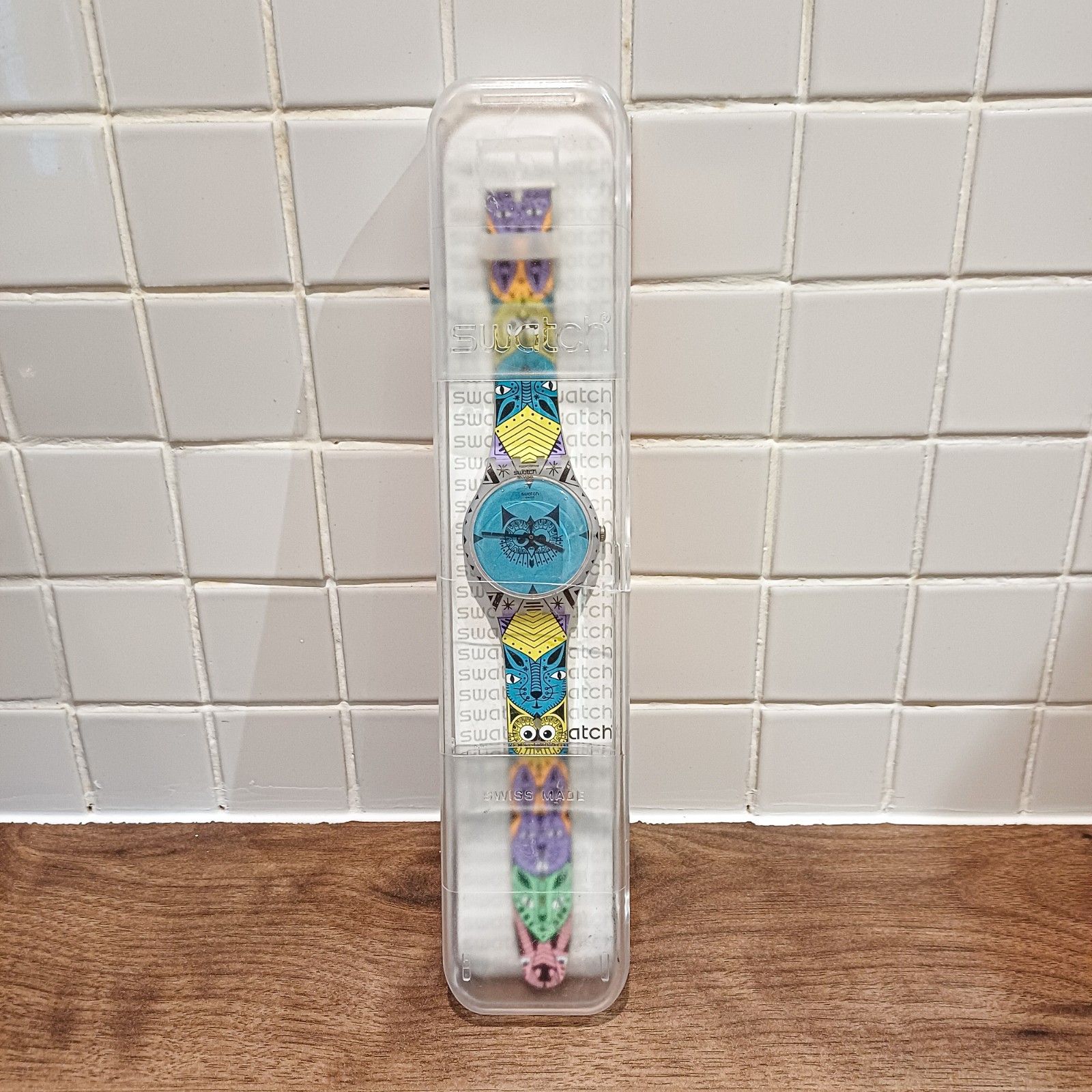 Swatch Wild Totem SUOZ191 Owl Dial Swiss Watch New Renata Battery Box & Papers