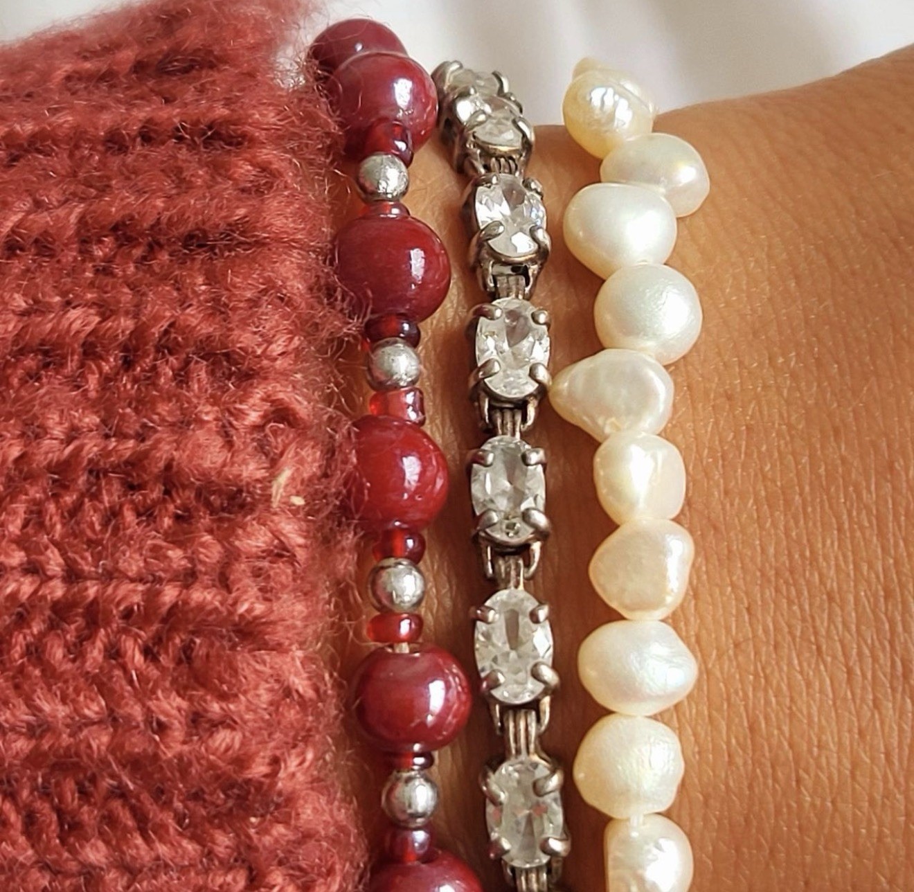 Authentic vintage Zanana burgundy bracelets silver plated