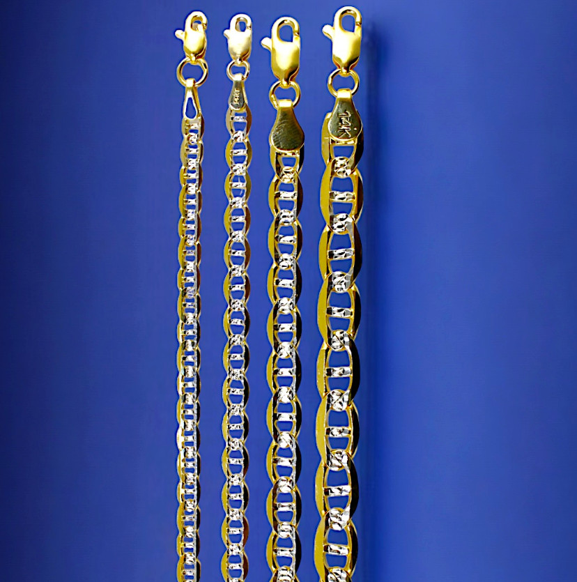10K Yellow Gold SOLID Pave Anchor Mariner Necklace Bracelet Chain 3mm-6mm 7″-30″
