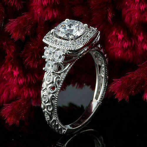 1.35Ct White Round Cut CZ Engagement Wedding Ring In Solid 925 Sterling Silver