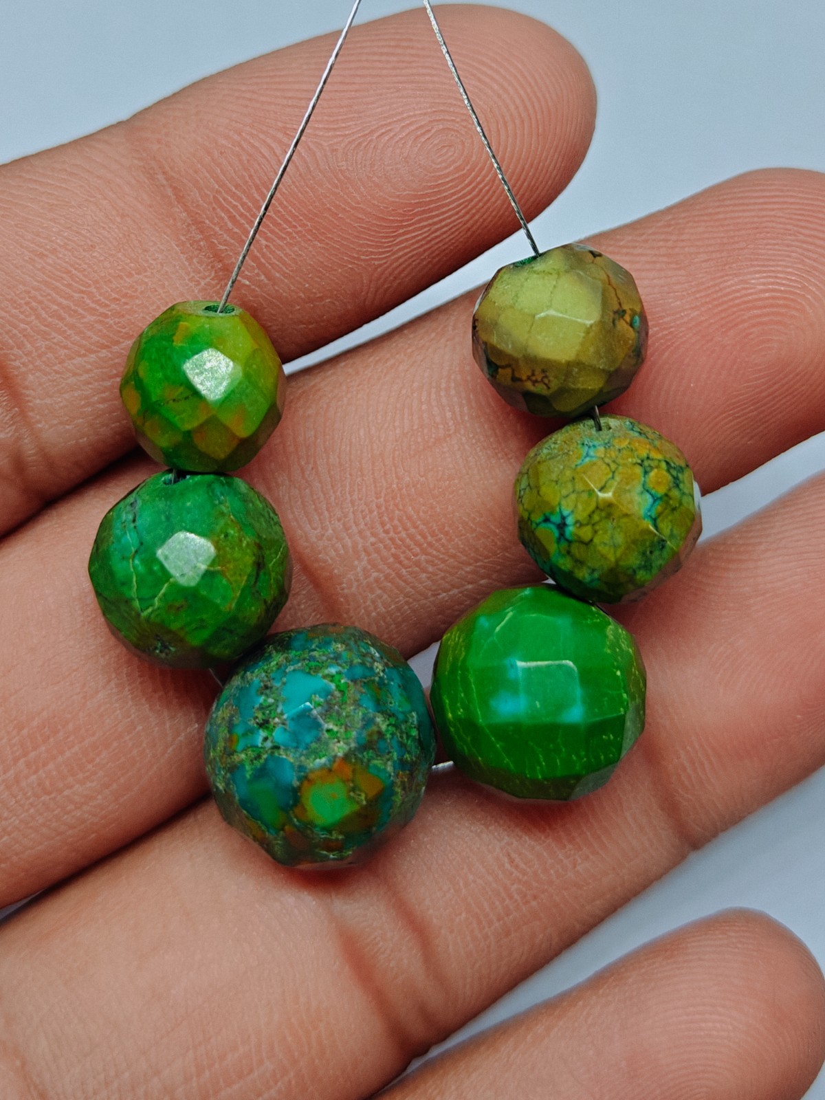 Genuine Natural Turquoise Faceted Round Beads, Loose Hubie Gemstone For Jewelry